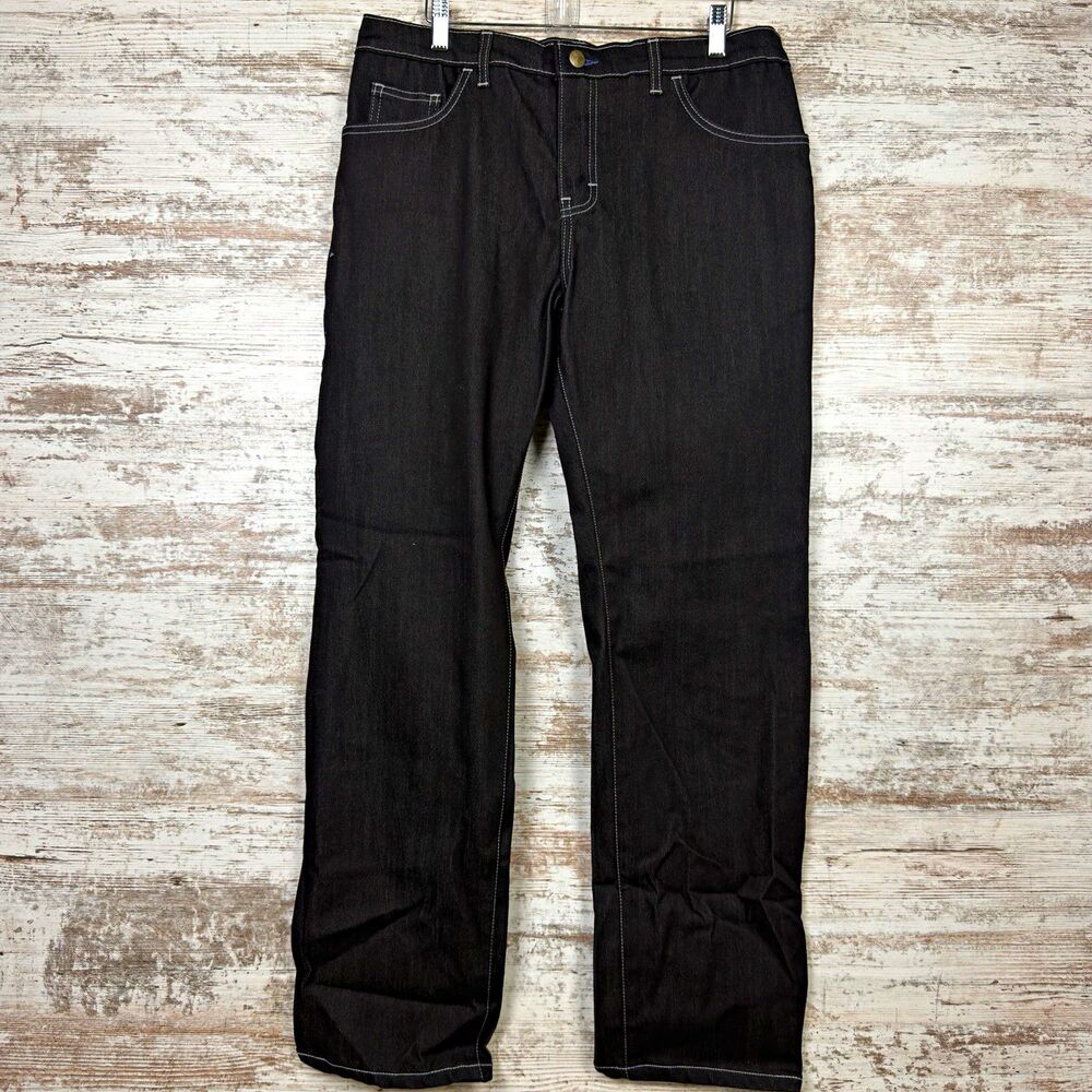 Blue Delta Tom James Custom Bespoke Mens Black Denim Jeans Contrast Stitch 33x30